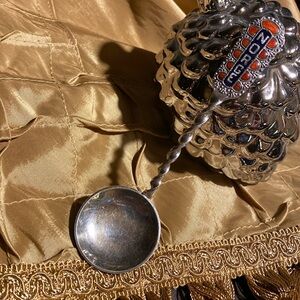 Vintage Norge Souvenir Spoon Twisted Handle Silver Tone Enamel Acrylic Accent